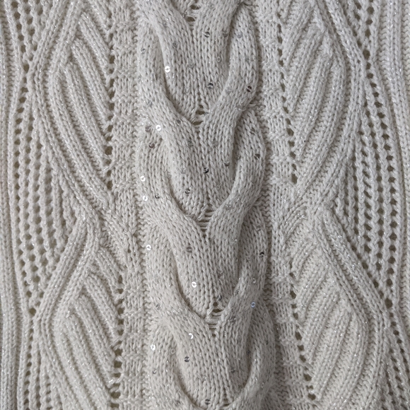 White House Back Market Sparkle Cable Knit Sweater - Picture 3 of 5